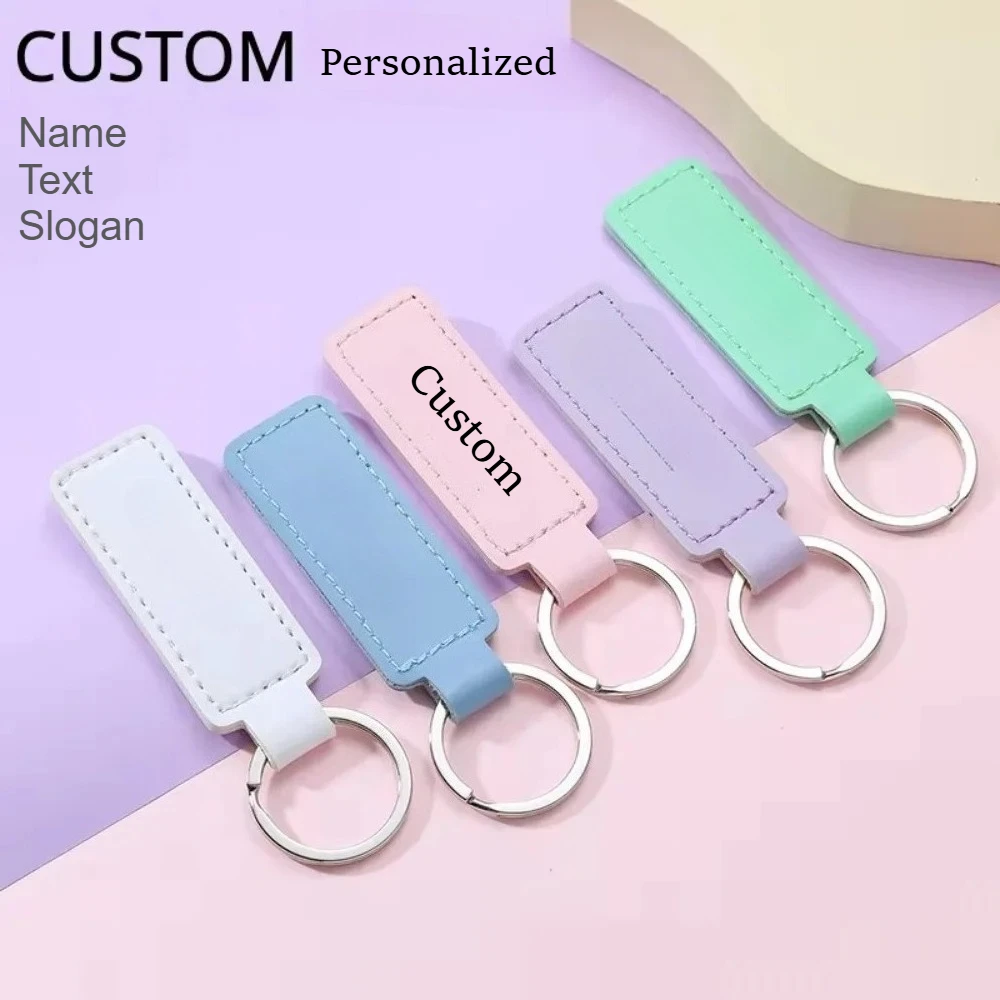 

Accessory PU Leather Keychain Double-sided Car Wire Small Gift Metal Pendant Car Logo Retro Keyring Costom Personalized Color