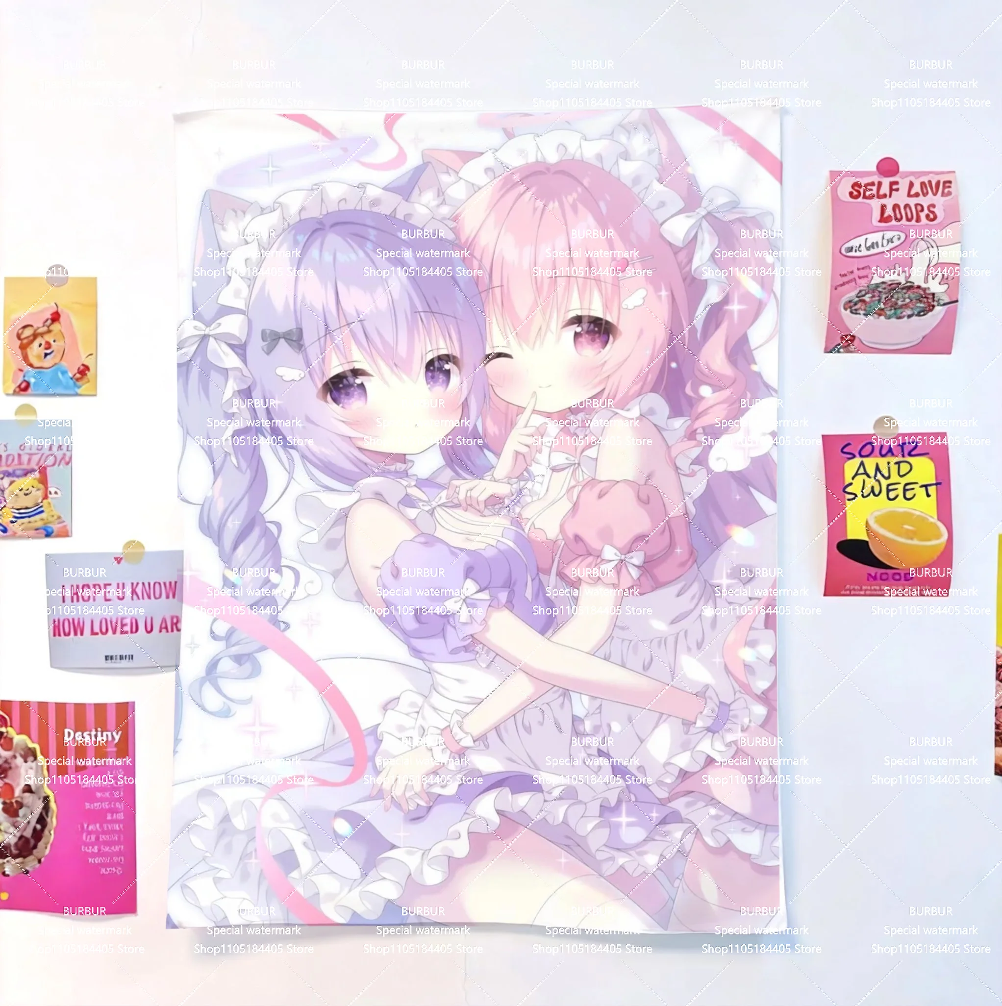 Anime character 2D poster decoration, galgame dormitory and bedroom decoration, tapestry, fabric for wall hanging, indoor hangin