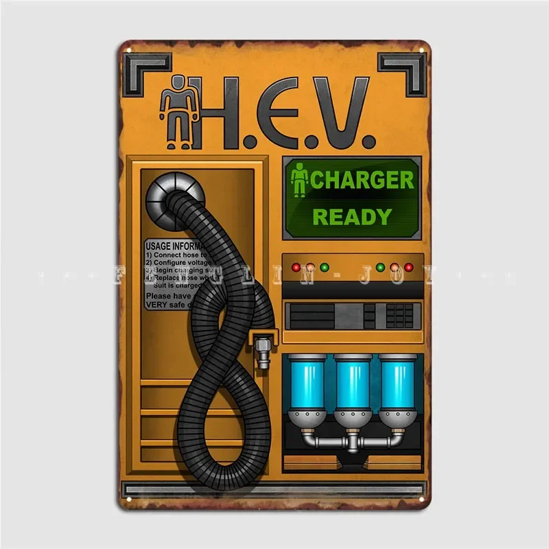 Half Life Hev Charger Metal Sign Club Home Wall Decor سينما إنشاء ملصق لافتة من القصدير