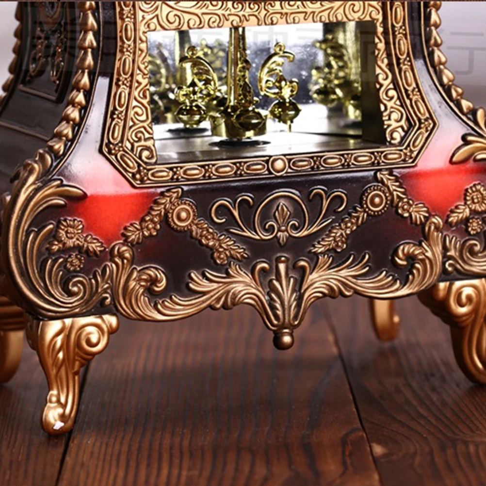 

European Style Desk Clock Vintage Decorative Table Clock With Musical Time Bell For Living Home Office Bedroom Brown Archaistic