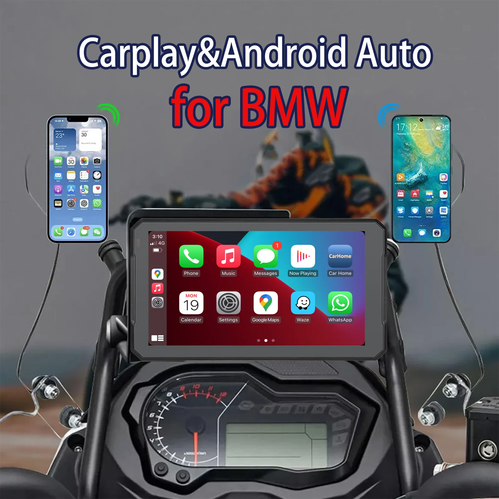 

7 Inch Motorcycle Carplay for BMW Android Auto M1000 XR R1200GS R1250GS S1000XR S1000RR R1300GS K1600 Wireless Navigation Screen