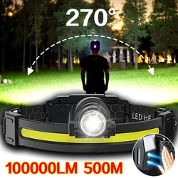 1000LM LED Sensor Headlamp 7 Mode COB Induction Headlight Head Torch Flashlight Head Lamp By 18650 Battery for Fishing Hunting