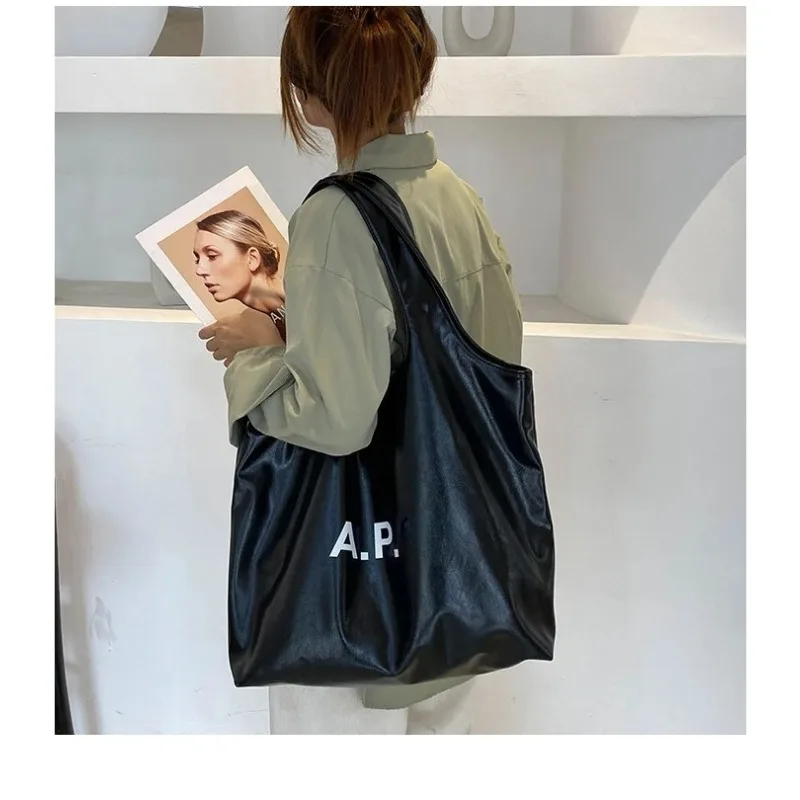 New Men's and Women's PU Leather Fashion Shoulder Bag, Casual Handbag, Canvas Bag, Multi functional Shopping Bag