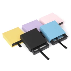 10pcs/lot Jewelry Gift Paper Packaging fit 3D Film Membrane Plastic Box Pull Case Black Blue Necklace Earring Ring Organizer