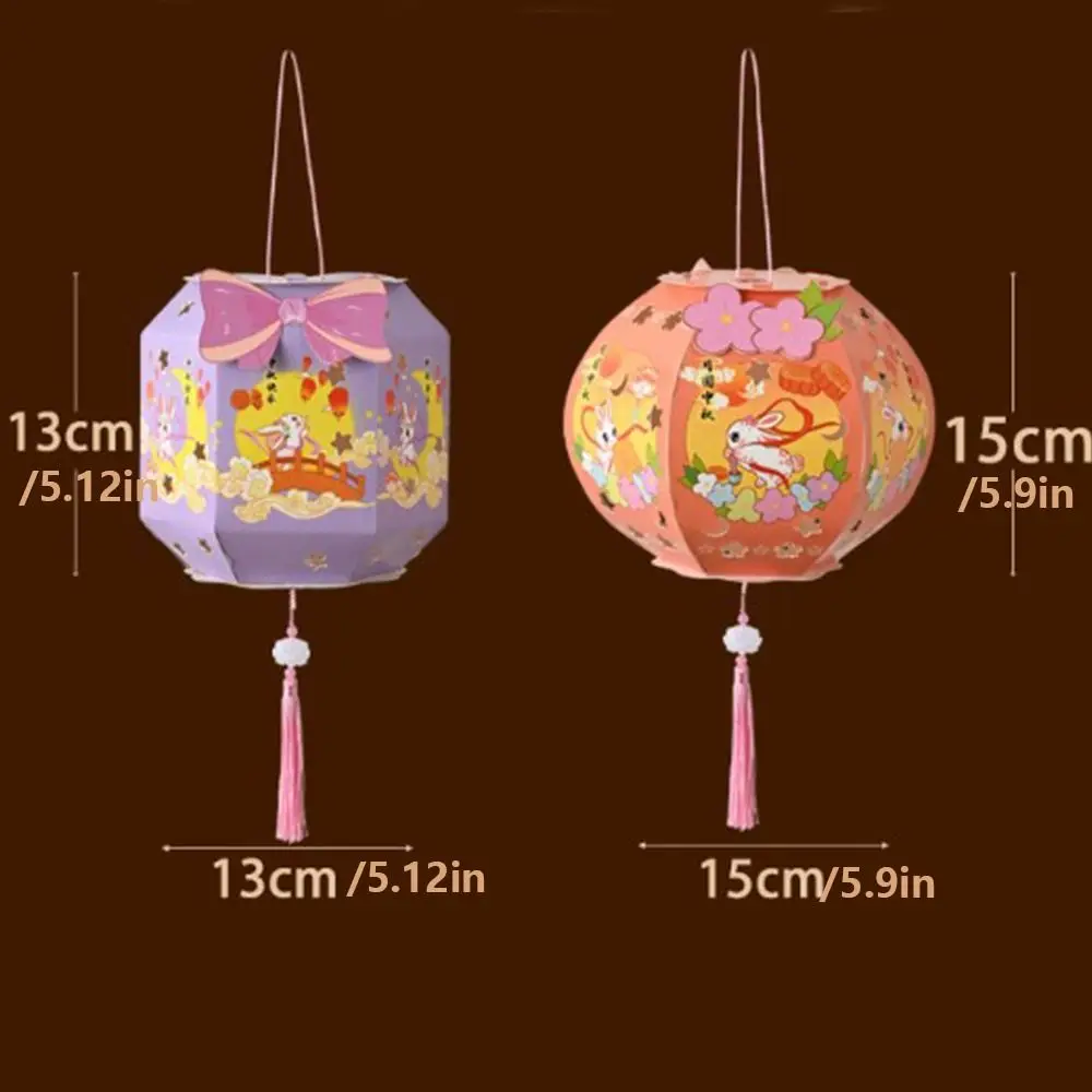 Handmade Mid-Autumn Festival Lantern DIY Glowing Papper Rabbit Lantern DIY Material Bag Chinese Style Handheld Luminous Light