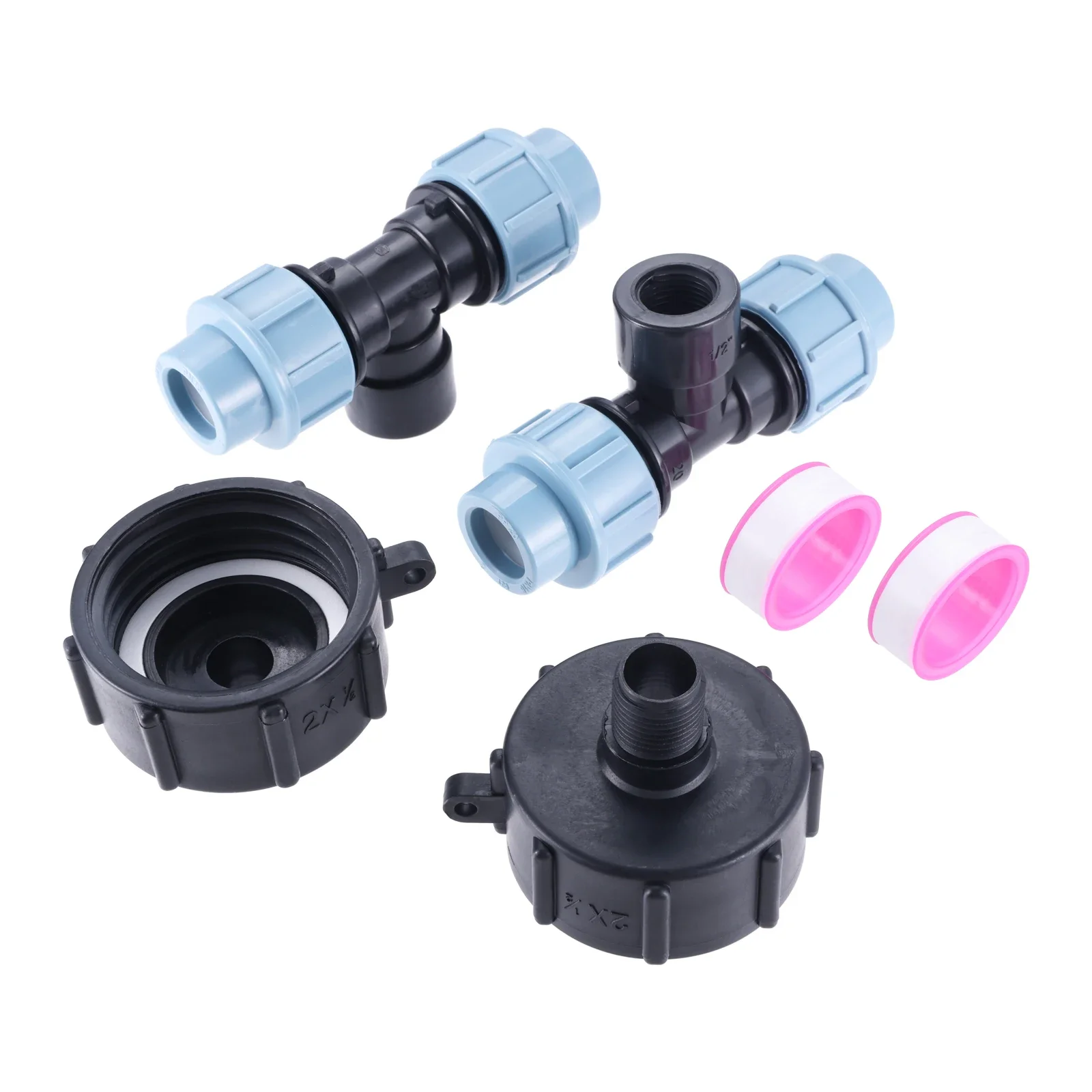 

2Pcs Plastic S60X6 Coarse Thread IBC Tank Adapter Connector Black Blue For 20/25/32mm Garden Water Connection PE Fittings