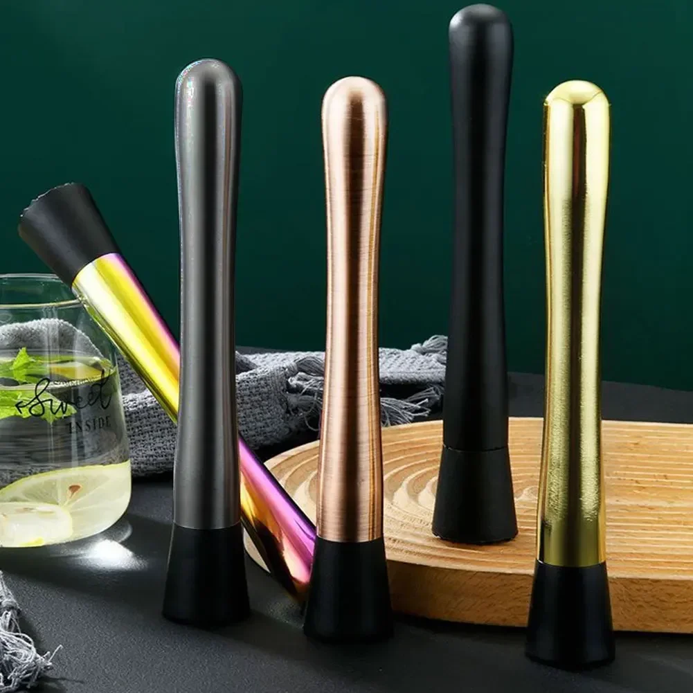 Palillos Muddler de plata y oro rosa, cuchara Srtainer, palo de cóctel de hielo de acero inoxidable, herramientas de Bar de frutas, herramientas de vino, accesorios de Bar