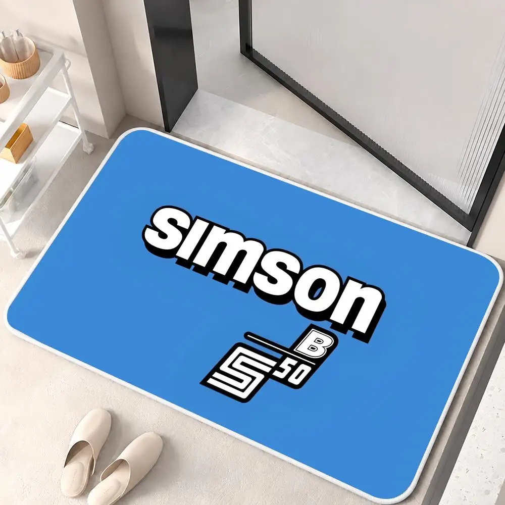 Simson Logo Floor Mat Flannel Rug Non Slip Absorbent Soft Washable For Entryway Hallway Bathroom Kitchen Decor