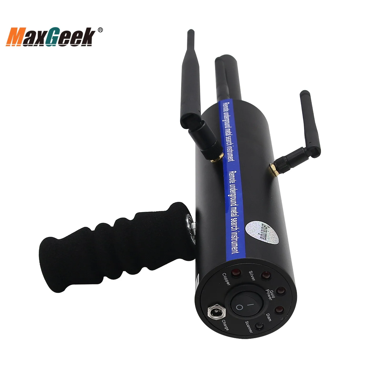 Imagem -05 - Maxgeek Aks Detector de Metais de Longo Alcance Ouro Gemas Diamante Finder Preto com Seis Antenas de Alumínio Estojo de Transporte