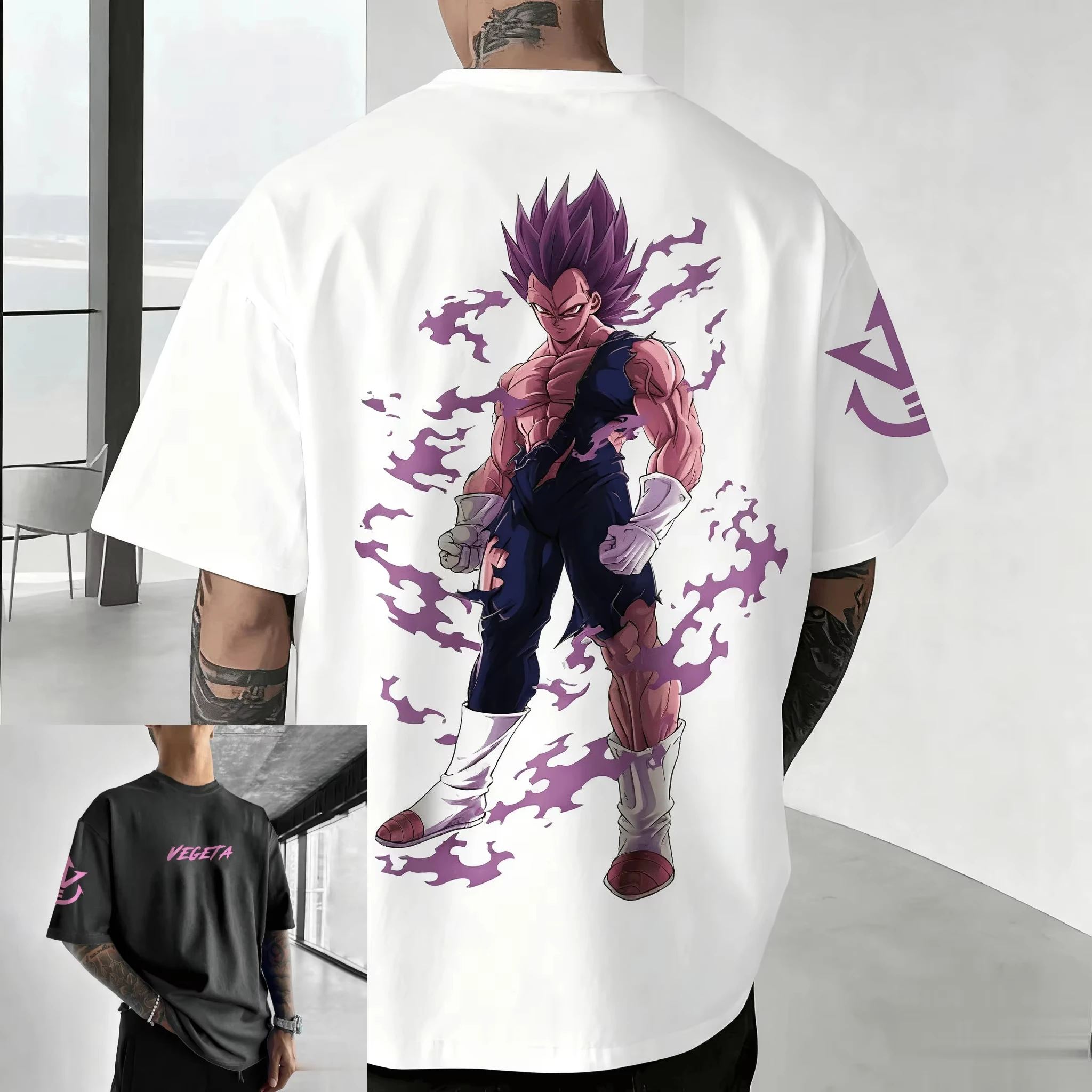 Dragon Ball Anime Vegeta Printed T-shirt 2025 Summer New Men's Women's Harajuku Y2K Large Casual Loose Pure Cotton T-shirt