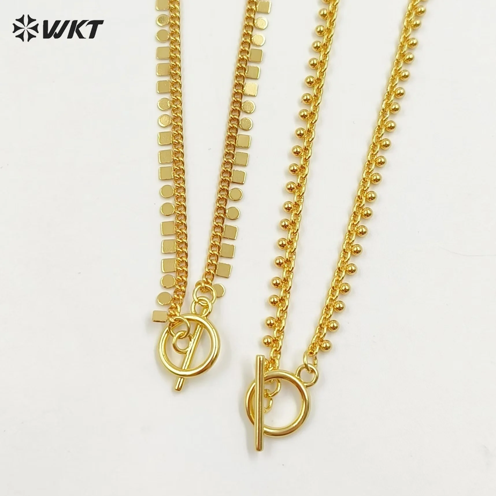 

WT-JFN31 Latest Models Stylish Charming 18K Gold Plated Square Round 16 Inch Necklace Jewelry Finished For Both Men And Women