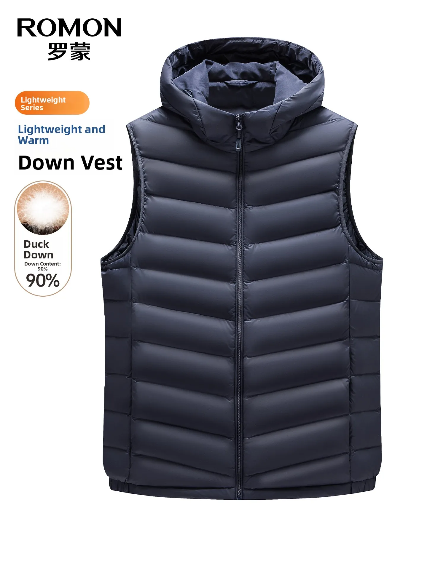 Romon Men's Lightweight down Vest Outdoor Sports Jacket Casual Style Nylon Fabric Duck Feather Fill Thin Model Versatile Oute...