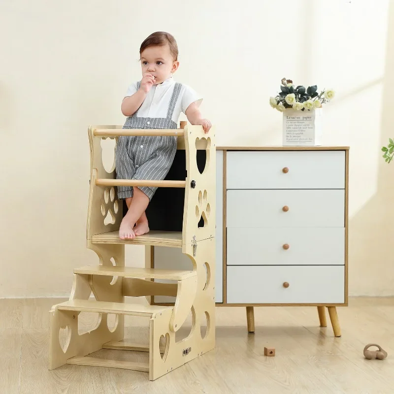 Toddler Wooden Learning Tower Steps Climbing Stool Bathroom Sink Stool Wood Ladder Baby's Hand Washing Steps Child Foot Stool