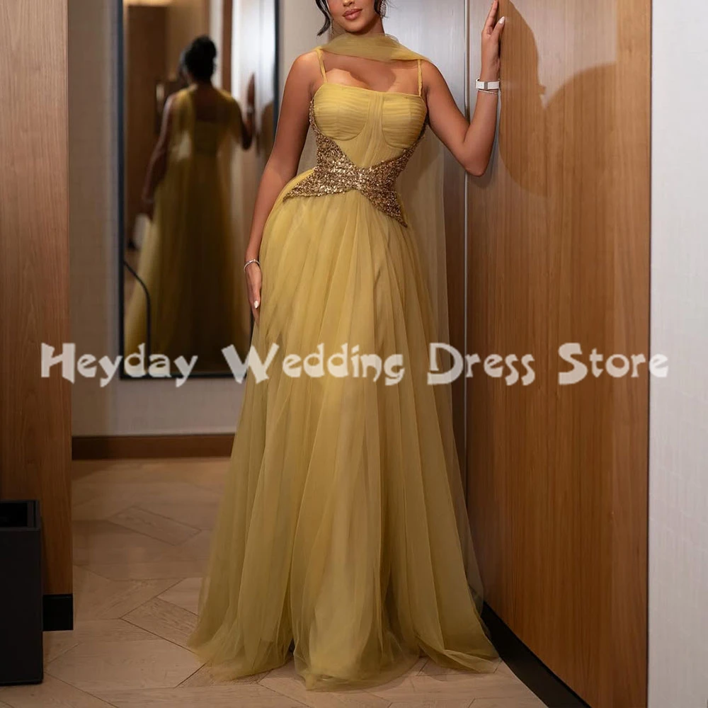 

Heyday женские вечерние платья трапециевидной формы на бретельках с блестками без рукавов и шалью длиной до пола, вечерние элегантные платья 2025