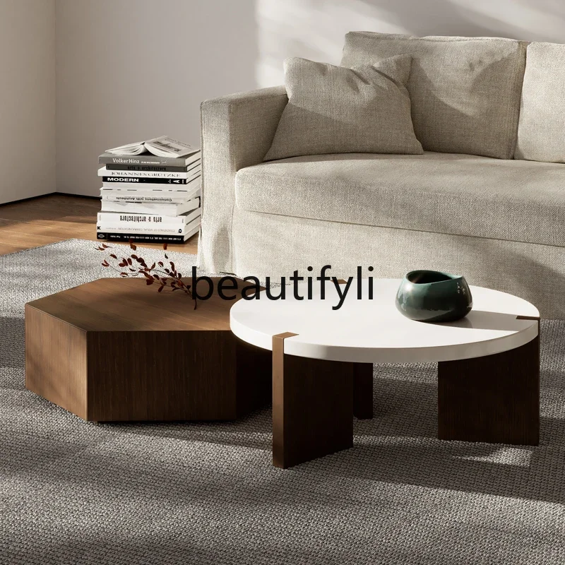 Italian minimalist bed and breakfast coffee table Modern minimalist size square and circle combination tea table