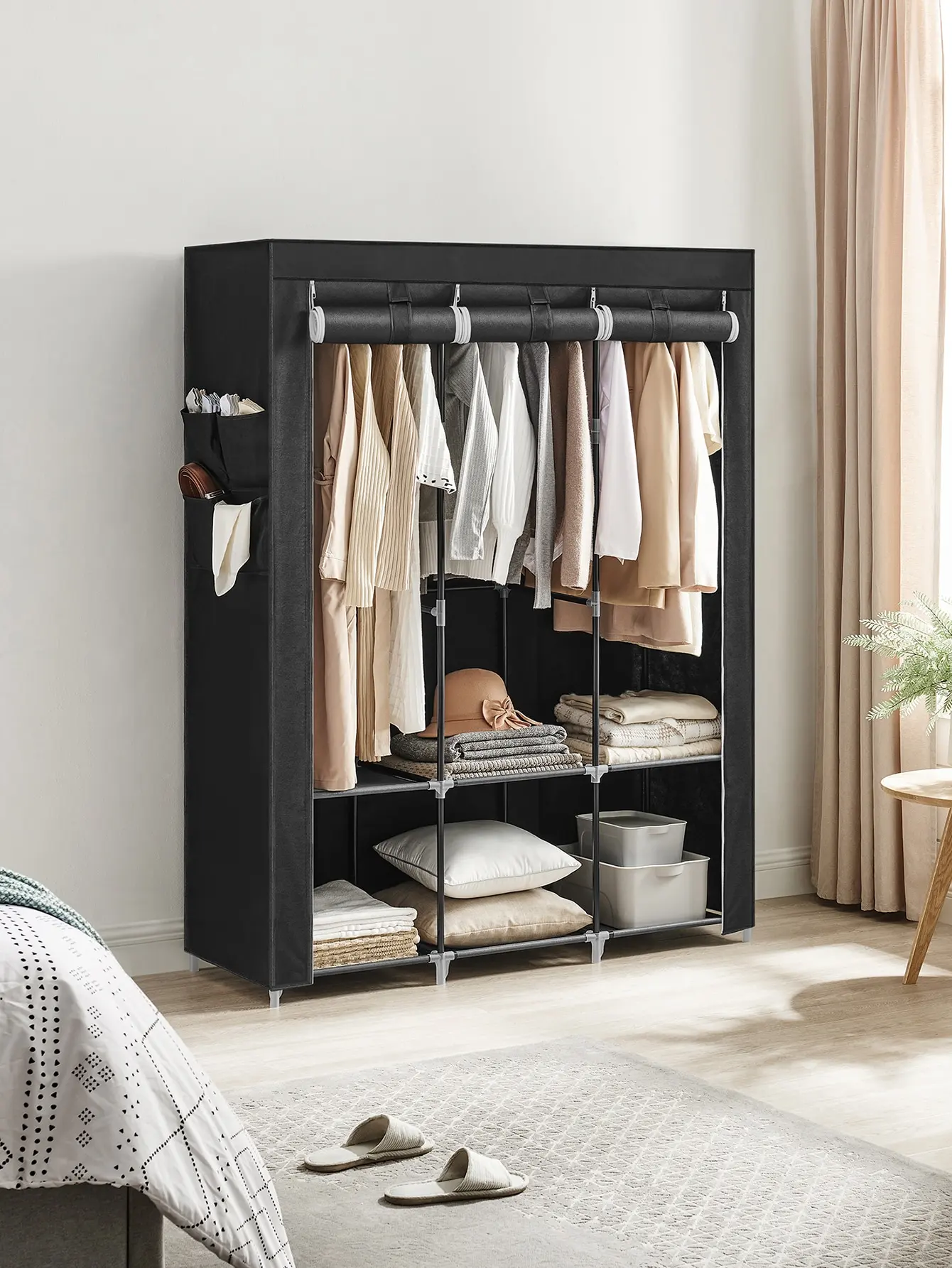 Wardrobe Closet Portable Fabric Cover - Armadio Portatile Moderno in Tessuto Nero,