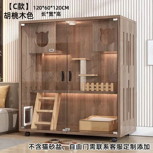 Nordic Cat Villa Indoor Cat Nest House Cattery Super Large Free Space Cabinet Room Luxury Solid Wood Cat House