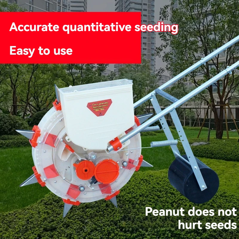 Hand Push Multifunctional Seeder Stainless Steel Nozzle 2-10.5mm Depth for Garden Farm Planting