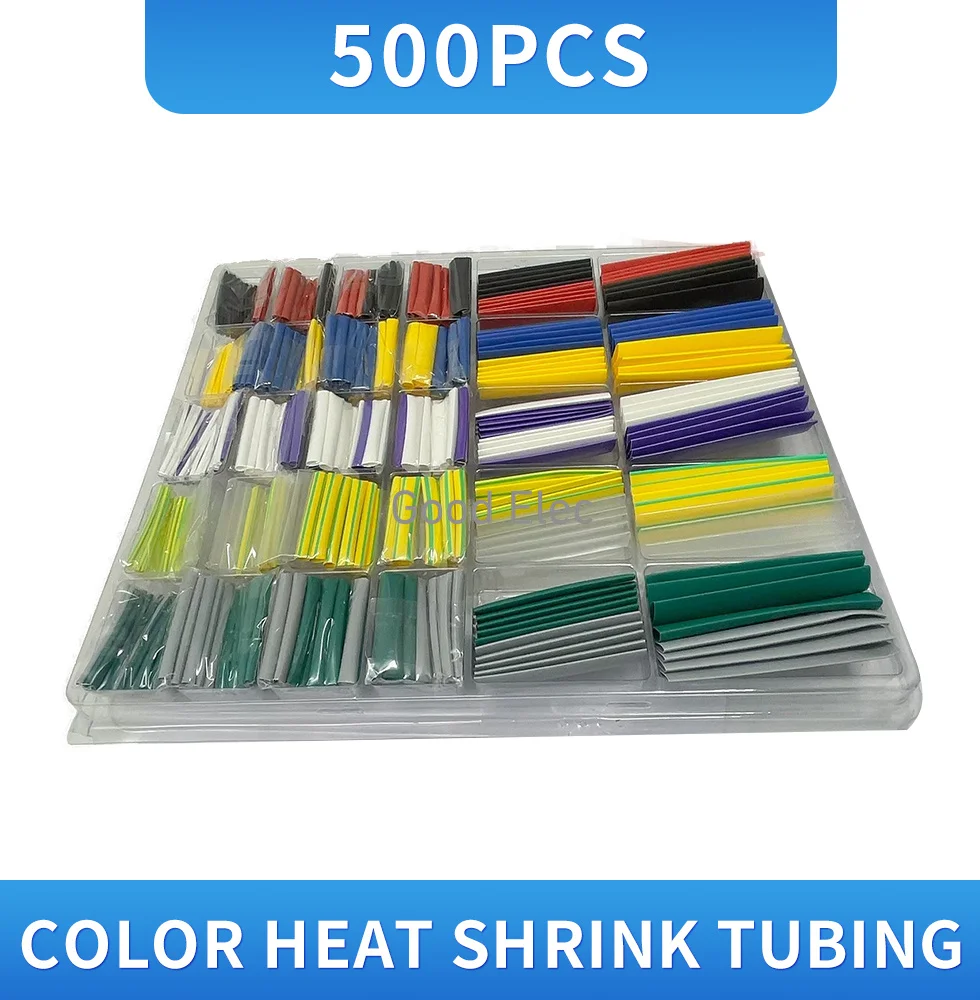 500pcs heat shrink tubing set, insulated tubing, thermoplastic tubing, Wall heat shrink tubing, black PE heat shrink tubing