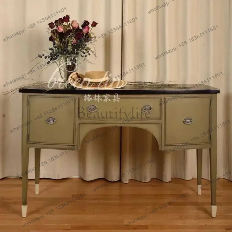 French retro solid wood desk American entry porch cabinet medieval writing desk living room makeup
