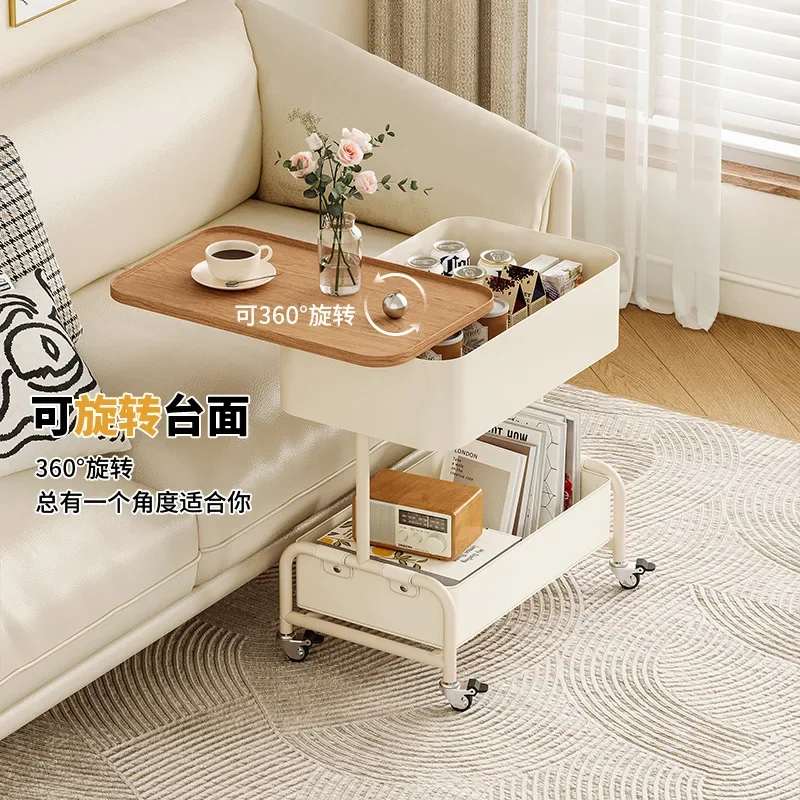 new cross-border multi-functional storage small coffee table mobile snack storage cabinet light