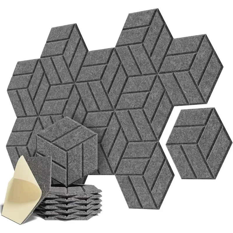 Hexagon Home Ceiling Decor Corcho Pared Sound Absorption Felt Cork Tile Bulletin Board Soundproof Acoustic Wall Panel Decorative