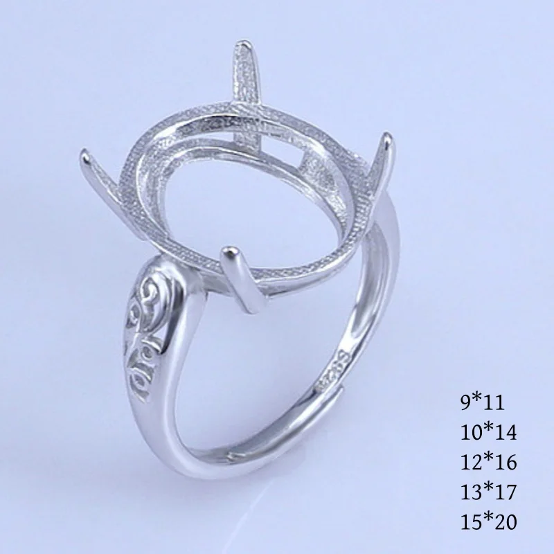 Prong Setting 9*11/10*14/12*16/13*17/15*20mm Gemstone S925 Sterling Silver Ring Empty DIY for Women Fine Charm Jewelry Accessory