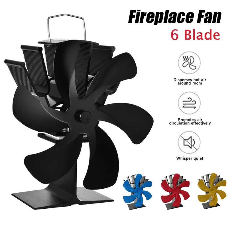 

Large 6 Blade Heat Powered Fireplace Fan A Variety Of Color Leaf Blade Environmental Mute The Fireplace Fan For Home Heat Sink