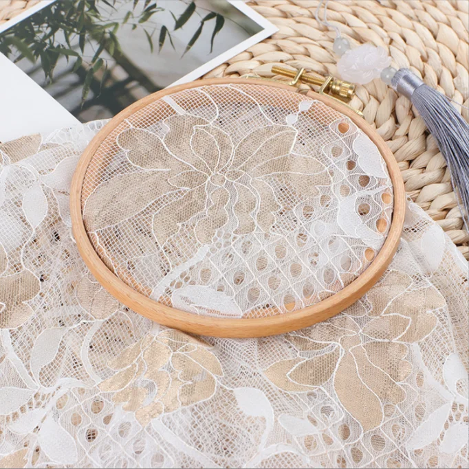 Gold Thread Eyelashes Lace Knitted Nylon Fabric High-end Wedding Lace Clothing Accessories
