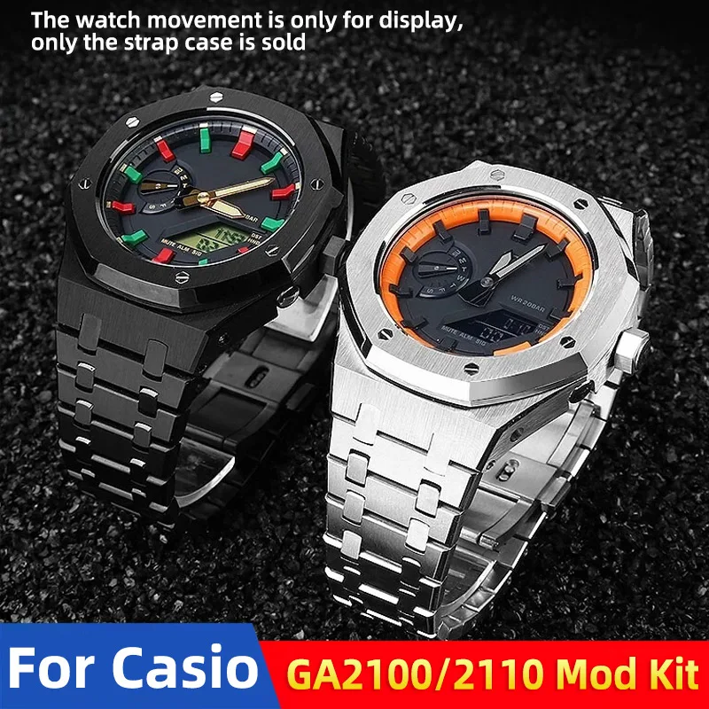 GA2100 Stainless Steel case&strap mod kit For G-SHOCK Casio GA-2100 2110 Upgrade shell Metal Bezel Bands Replacement set
