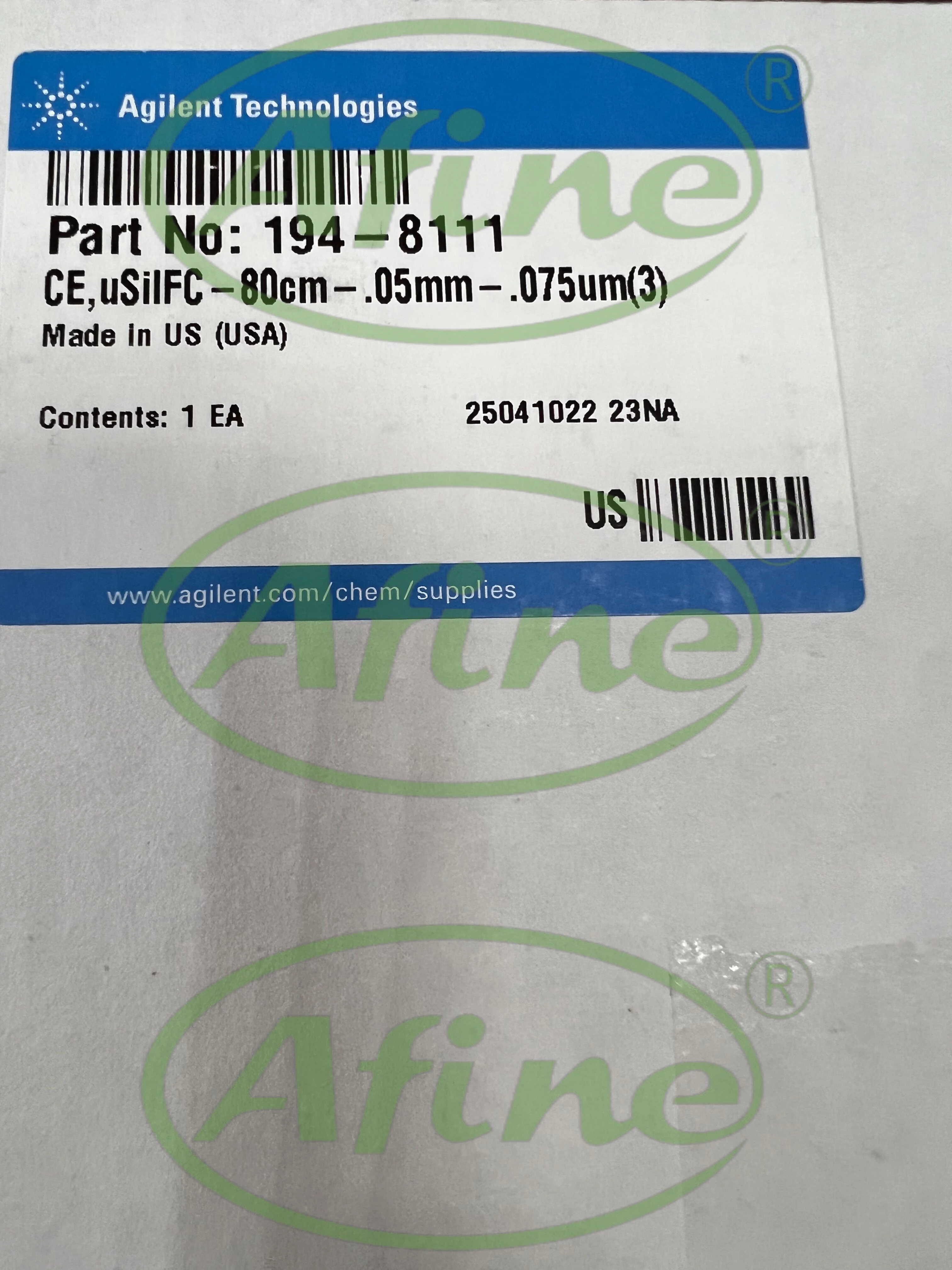 

AFINE Agilent 194-8111 CE Capillary, µSIL-FC, 50 µm/80 cm, with Window, 3/pk