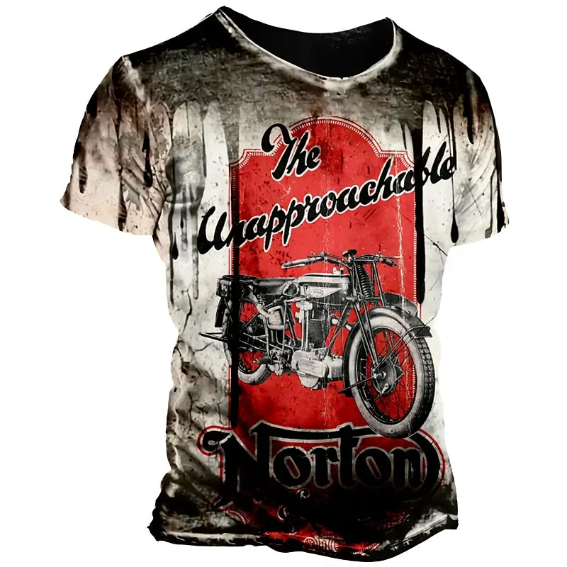 

Street Personality Men's Clothing 3D Motorcycle Print Top Harajuku Casual T-shirt Oversize Vintage Men's Short Sleeve T-shirt