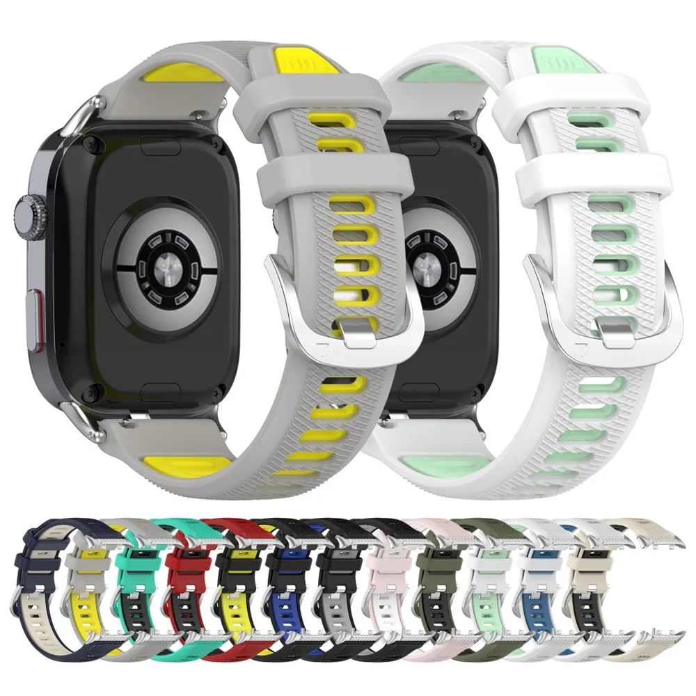 Pulseira de silicone de cores duplas para huawei watch d2, pulseira respirável, substituição esportiva (sem aviso de airbag)