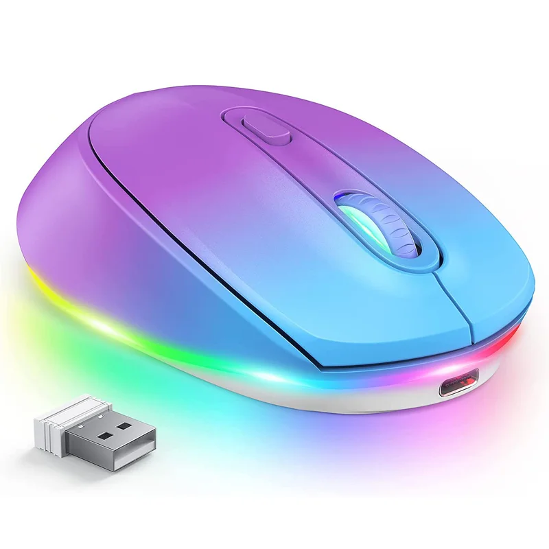 BOW 2.4G Wireless Mouse LED Light Wireless Mouse Portable Quiet Rechargeable Wireless Mice