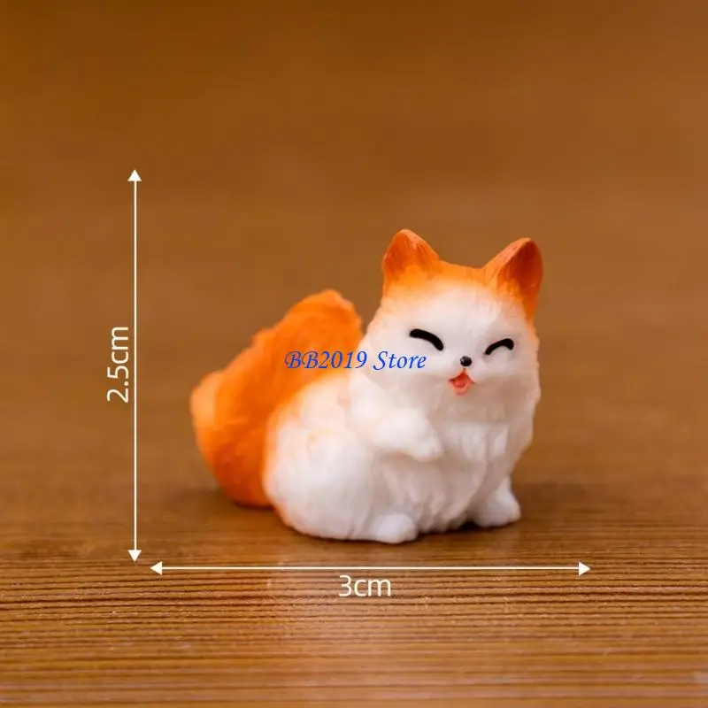 Q0KB تمثال جميل للقطط من الراتينج 12 قطعة ديكور مصغر على شكل حيوان حرفي