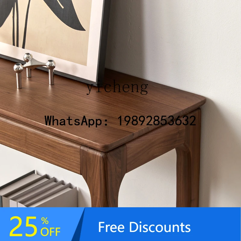 

Black Walnut Entryway Table Simple Solid Wood Small Apartment Ultra-Narrow Desk Altar Table Buddha Altar