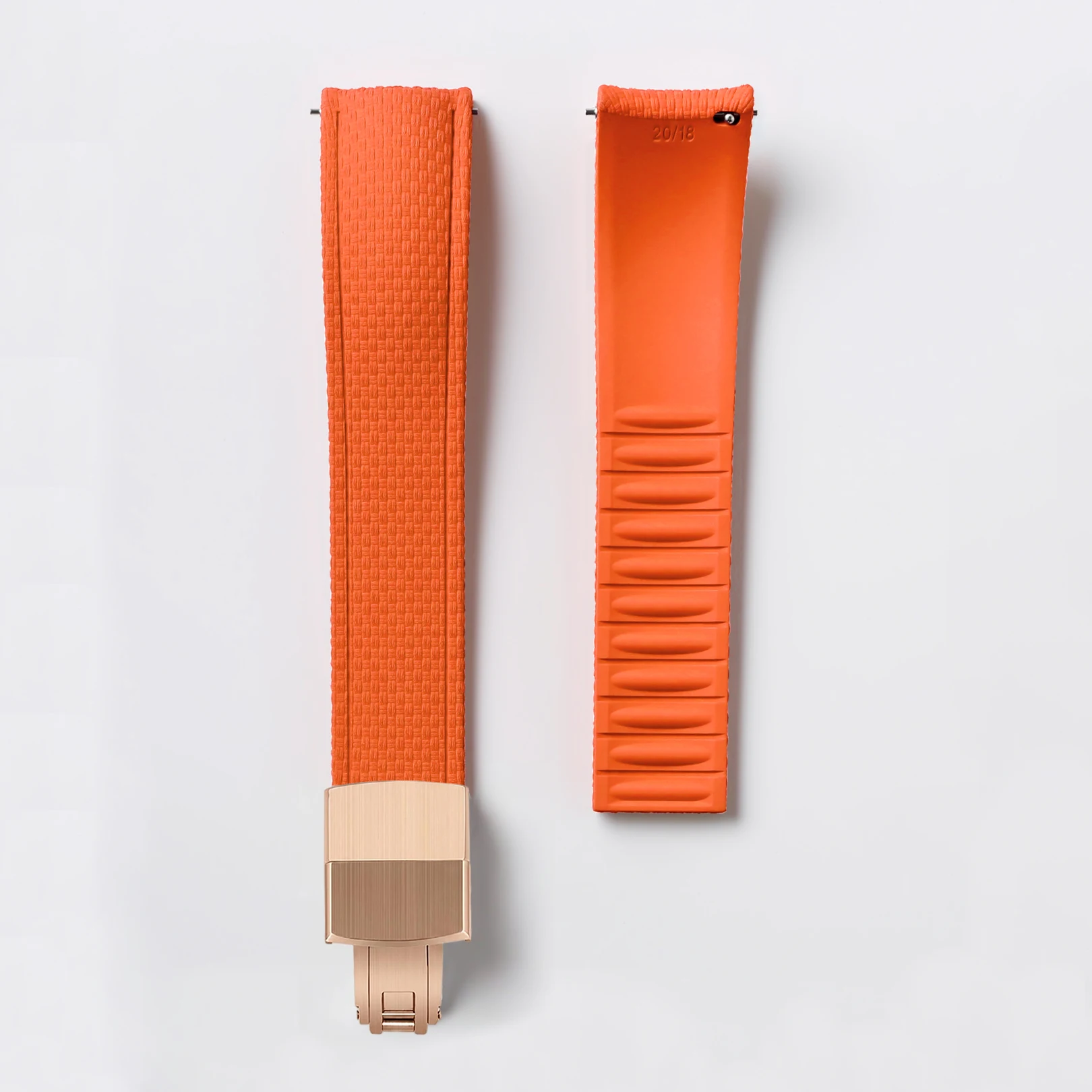 CTS FKM Gummi-Uhrenarmband 18/19/20/21/22/24mm Gebogenes Ende Fluorkautschuk Schnellverschluss zum Zuschneiden für Tissot/Omega/Seiko