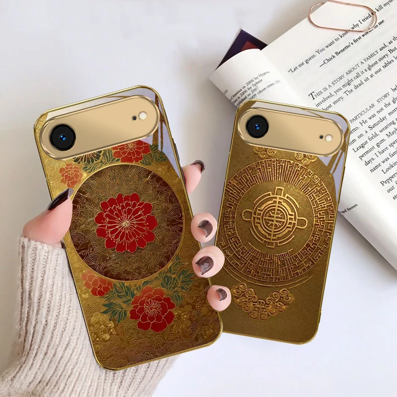 

The auspicious meaning For IPhone 17Pro Max 16 17 Pro 15 P ro 14 13 Plus 12 Mini 11Pro Max XR 16E 17 Air Golden glass phone case