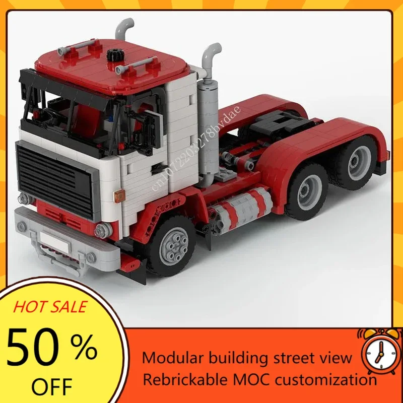

950PCS Custom MOC City Transportation 1990s Semi Truck DIY Education Creative Technology Education Assembly Puzzle Xmas Toy Gift