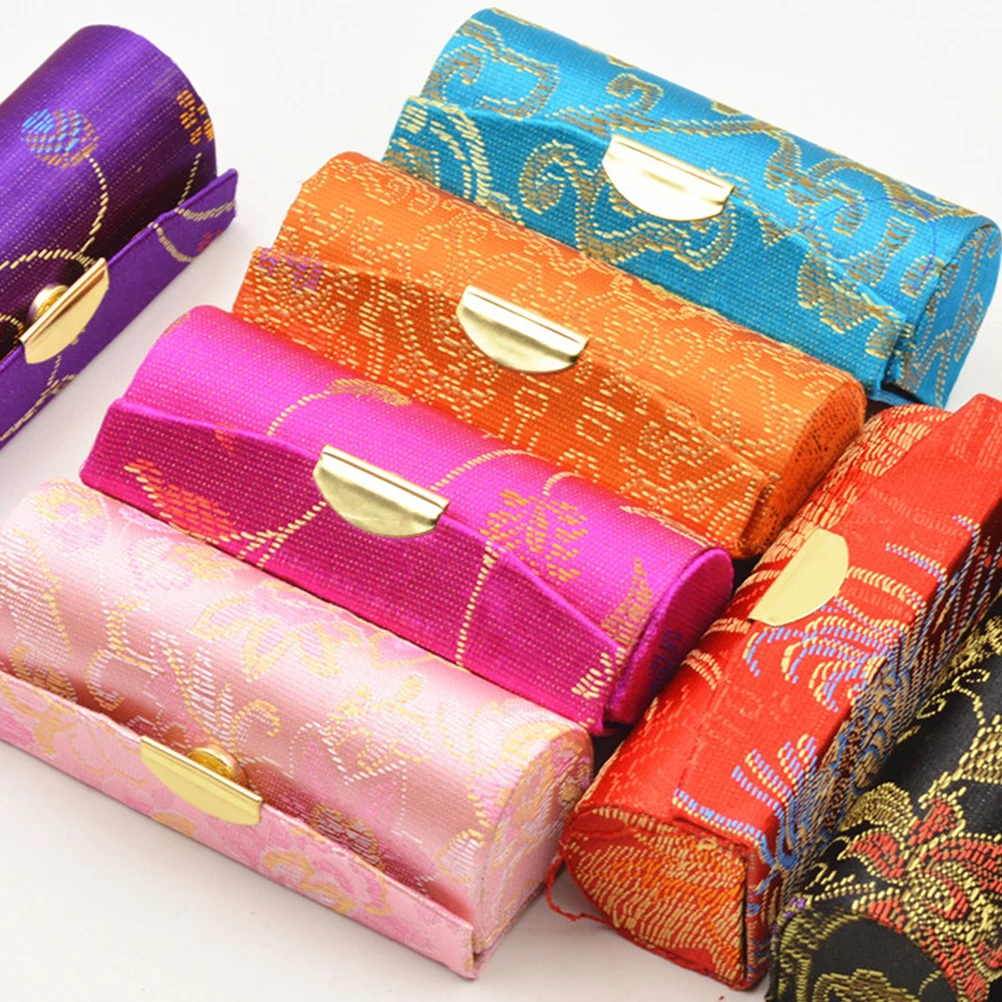 

12 Pcs Delicate Lipstick Box Jewelry Storage Travel Vintage Case Fabric Organizer