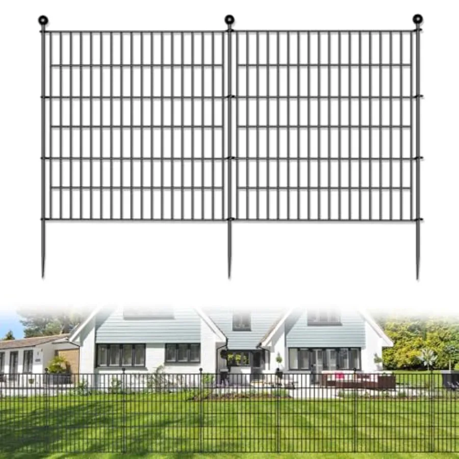 

10 Panels No Dig Decorative Outdoor Garden Fence for Yard 32 in H X 23.6 ft(L) Animal Barrier Fencing Rustproof Metal Wire Pane