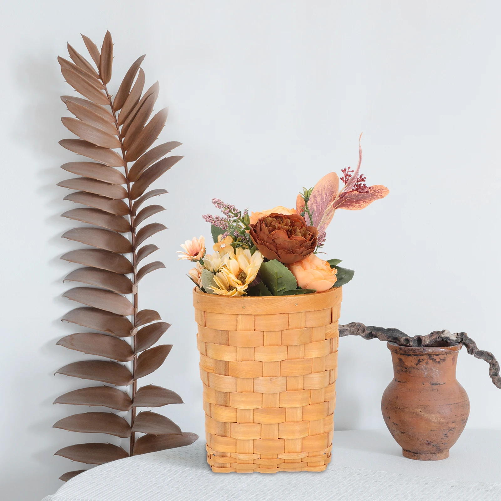 

Accessories Storage Basket Shopping Woven Wooden Multifunctional Kitchen Hanging