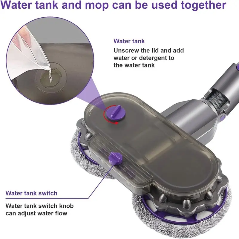 AT28-Dual-Use Electric Mop Head For Dyson V15 V11 V10 V8 V7 Wet And Dry Vacuum Cleaner Parts Including Removable Water Tank