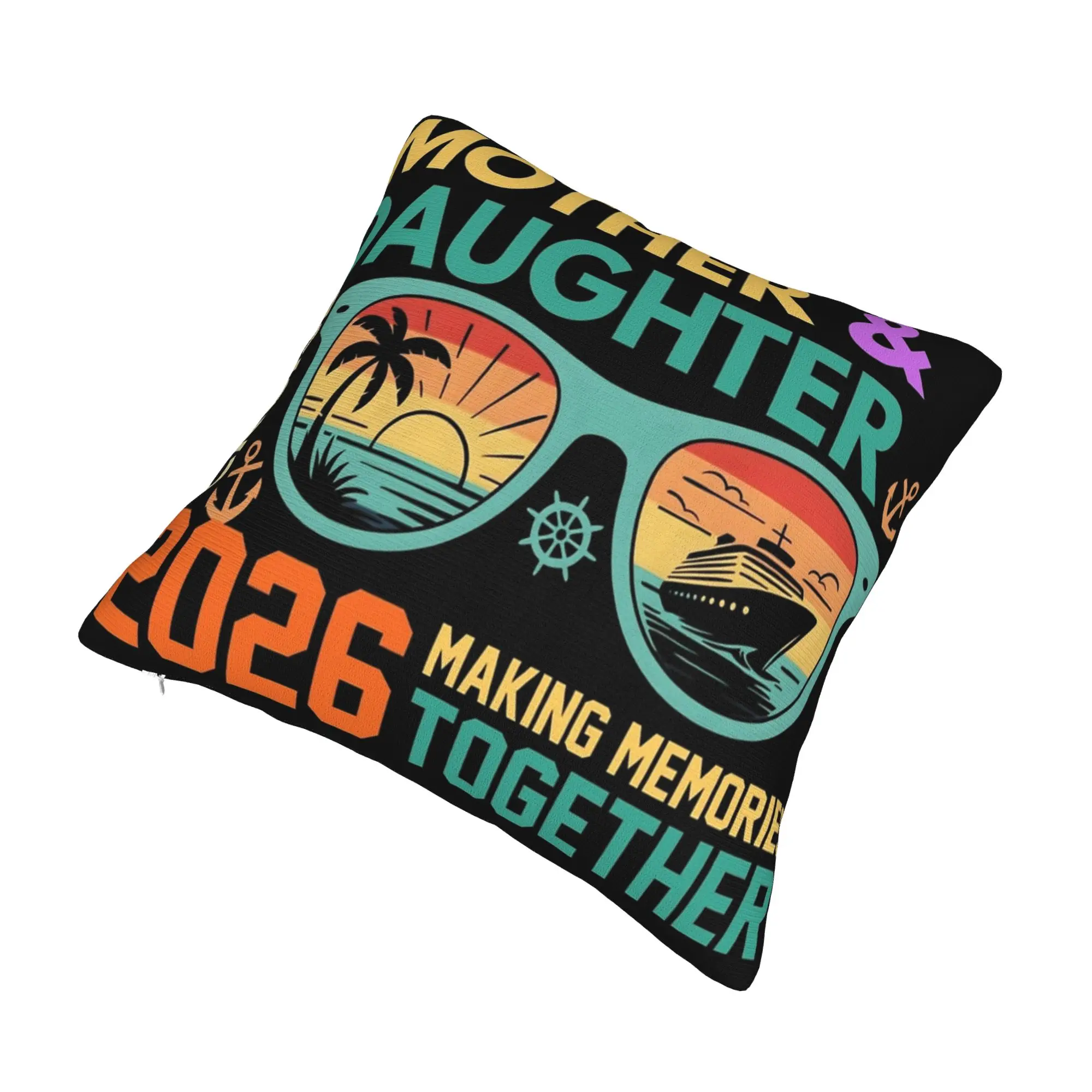 Decorative Pillowcase Family Cruise 2026  Stuff Seater Making Memories Together Throw Pillow Case Cover Zipper Multi Size