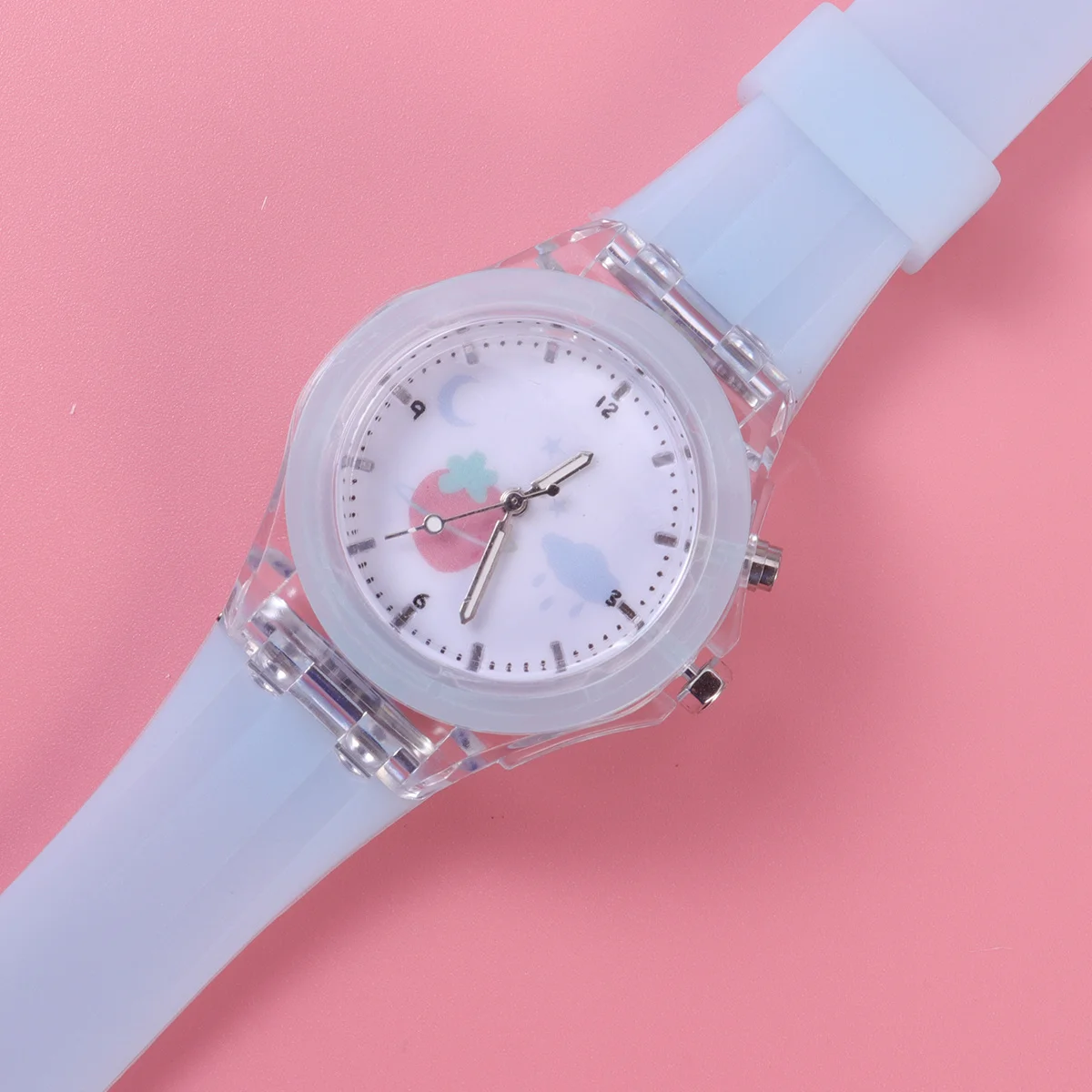 ساعة مضيئة بلون الحلوى وسوار معصم متوهج مريح وآمن لساعة الضوء الليلي