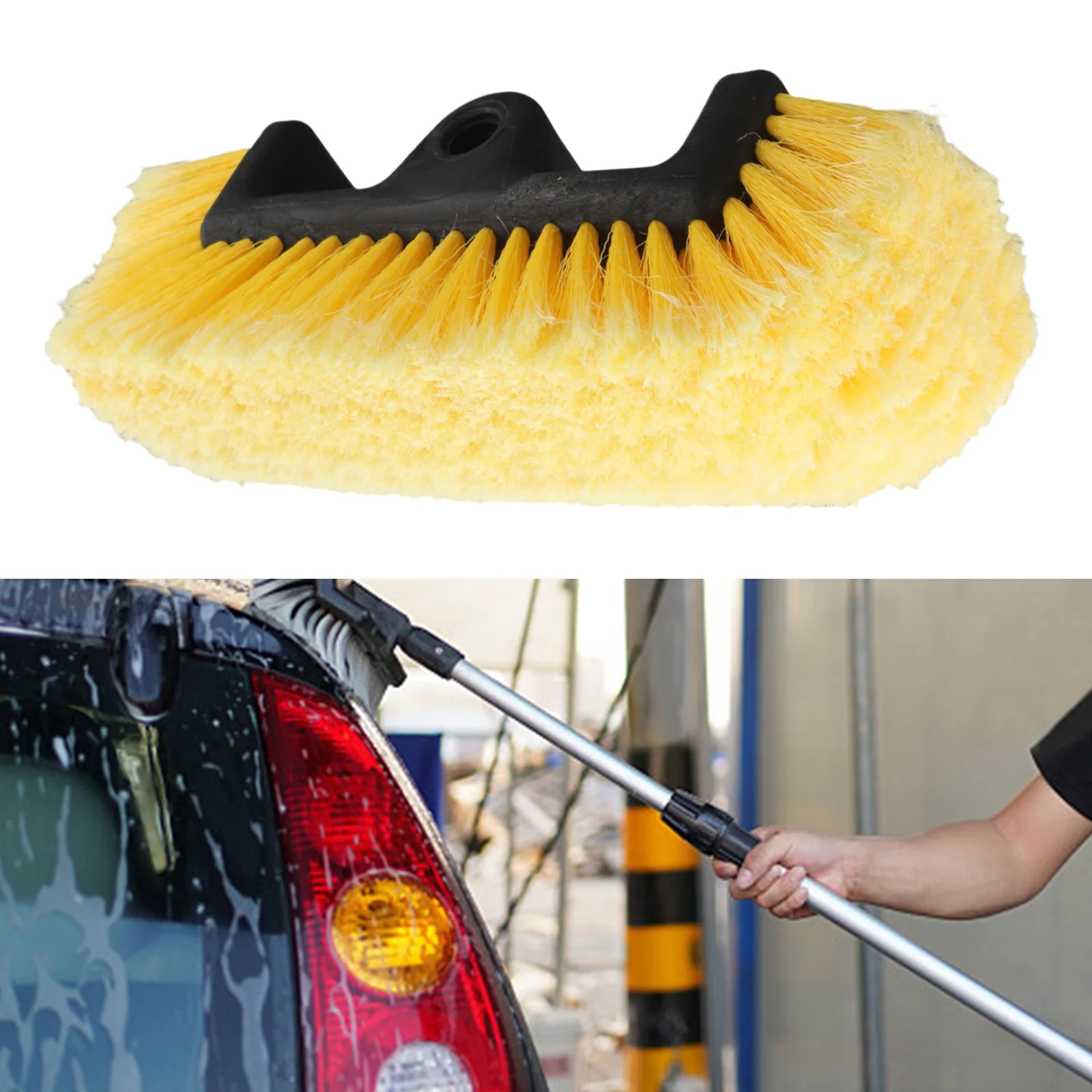 10 Inch Flow Thru Brush Head For Car For RV Truck Boat For Camper Washing Soft Bristles 34 Male Threaded Pole Compatible