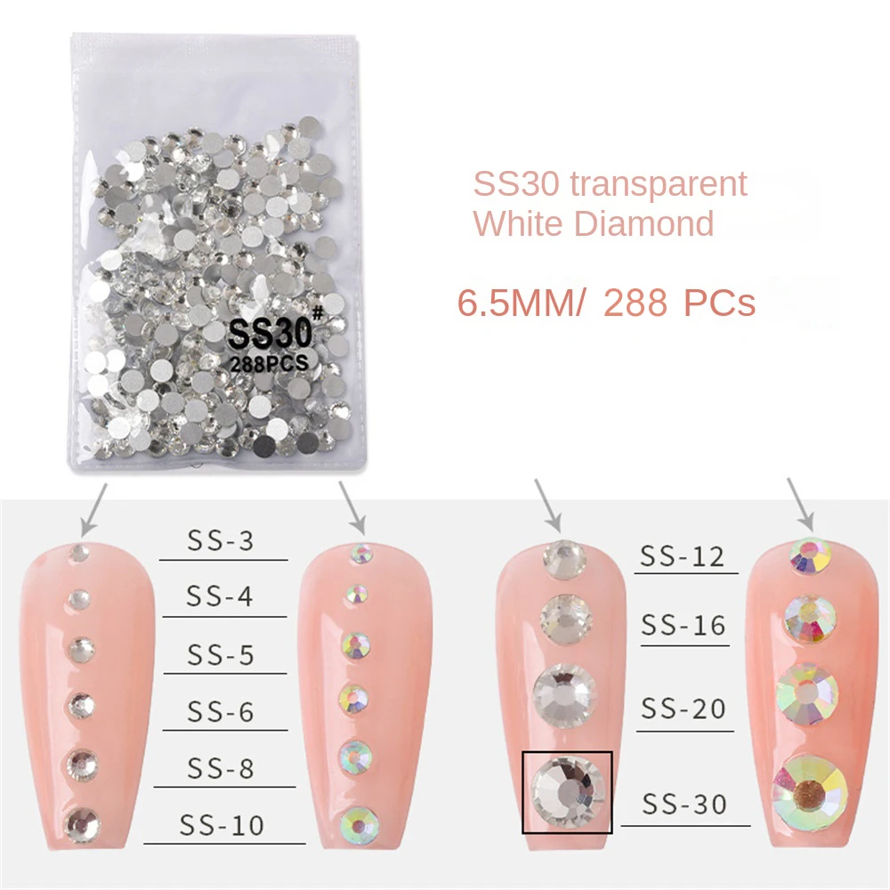 Swarovsky Helder Kristal Ab Flatback Glas Nail Art Strass Nagel Strass Mix Grootte Niet Hete Fix Strass Lijm