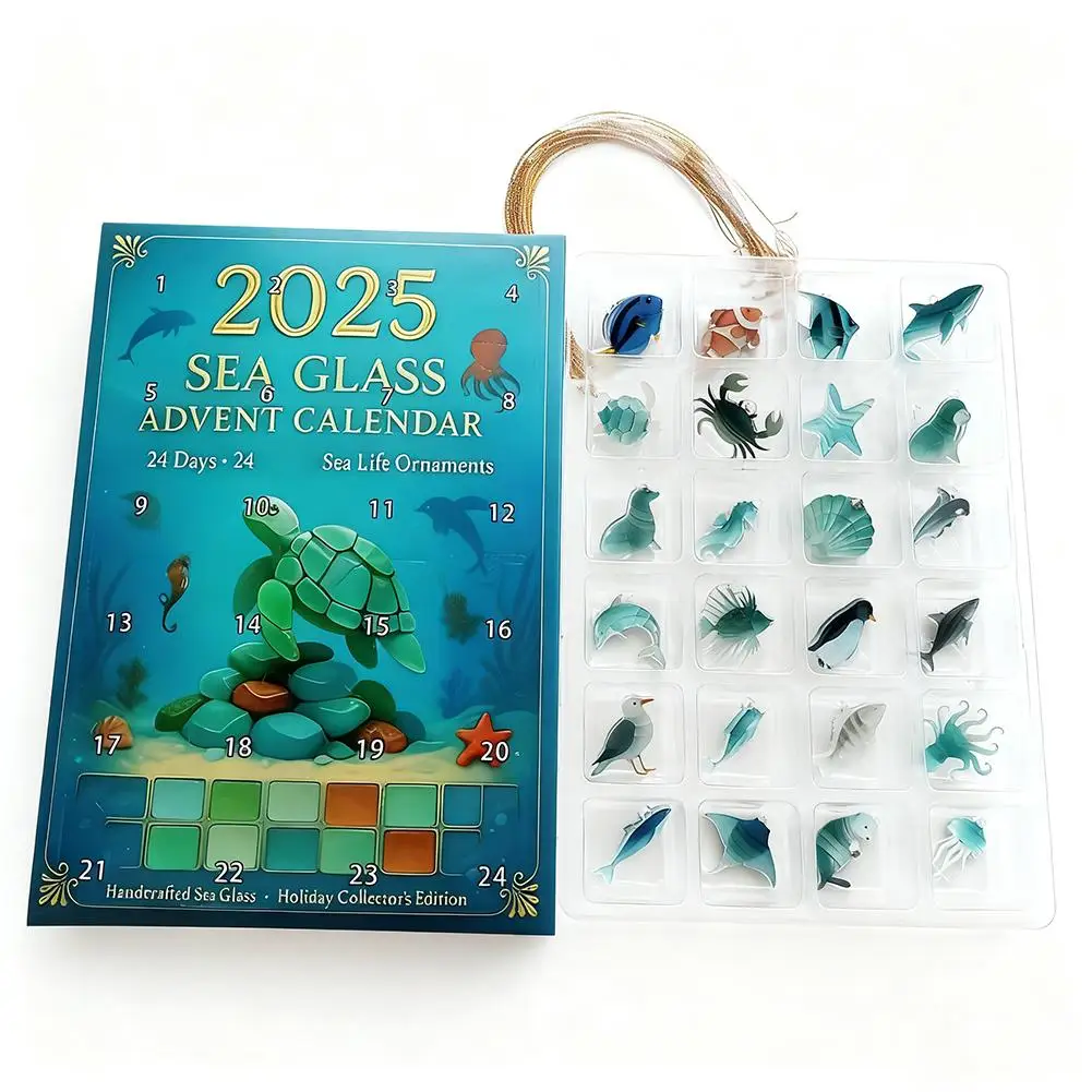 تقويم القدوم من الأكريليك للحياة البحرية - العد التنازلي لمدة 24 يومًا، مجموعة مجوهرات يدوية هدية العيد للأطفال والكبار #6