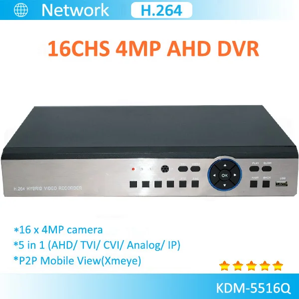 Grabador AHD CVI TVI CVBS IP DVR 16 canales 4MP XVR 5 en 1