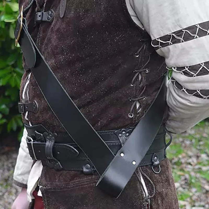 Medieval Shoulder Strap Sword Holder Sheath Scabbard Frog Viking Knight Weapon Costume Leather Rapier Belt Holster Larp Prop Men